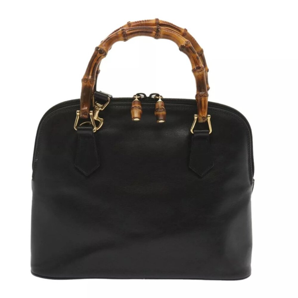 GUCCI Bamboo Hand Bag Leather 2way Black - Picture 4 of 15